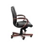 Leeds Wood B (Черная кожа/темный орех) Кресло руководителя