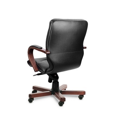 Leeds Wood B (Черная кожа/темный орех) Кресло руководителя