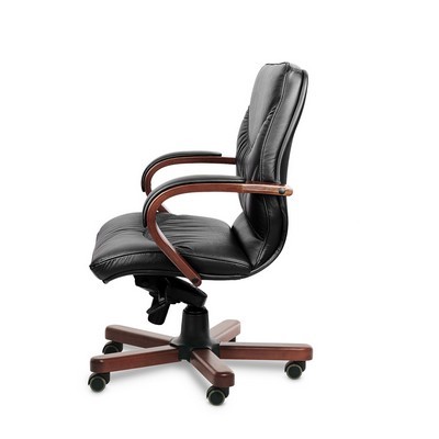 Leeds Wood B (Черная кожа/темный орех) Кресло руководителя