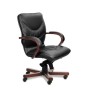 Leeds Wood B (Черная кожа/темный орех) Кресло руководителя