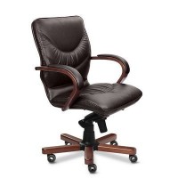 Leeds Wood B (Коричневая кожа/темный орех) Кресло руководителя