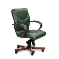 Leeds Wood B (Зеленая кожа/темный орех) Кресло руководителя