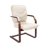 Leeds Wood C (Бежевая кожа/темный орех) Конференц-кресло