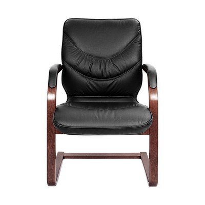 Leeds Wood C (Черная кожа/темный орех) Конференц-кресло
