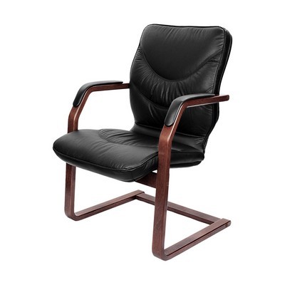 Leeds Wood C (Черная кожа/темный орех) Конференц-кресло