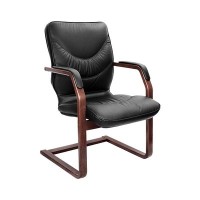 Leeds Wood C (Черная кожа/темный орех) Конференц-кресло