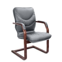 Leeds Wood C (Серая кожа/темный орех) Конференц-кресло