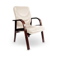 Leeds Wood D (Бежевая кожа/темный орех) Конференц-кресло