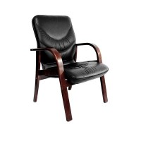 Leeds Wood D (Черная кожа/темный орех) Конференц-кресло