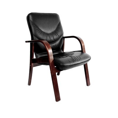 Leeds Wood D (Черная кожа/темный орех) Конференц-кресло