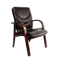 Leeds Wood D (Коричневая кожа/темный орех) Конференц-кресло