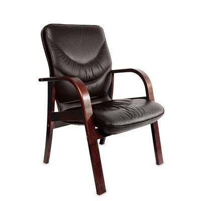 Leeds Wood D (Коричневая кожа/темный орех) Конференц-кресло