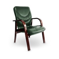 Leeds Wood D (Зеленая кожа/темный орех) Конференц-кресло
