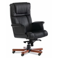 Master Lux A (Черная кожа/темный орех) Кресло руководителя