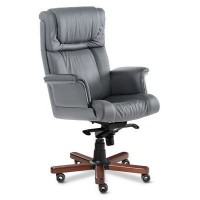 Master Lux A (Серая кожа/темный орех) Кресло руководителя