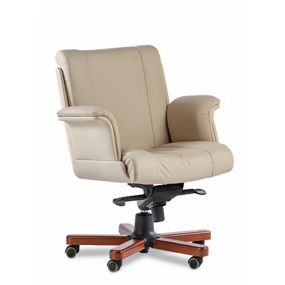 Master Lux B (Бежевая кожа/темный орех) Кресло руководителя