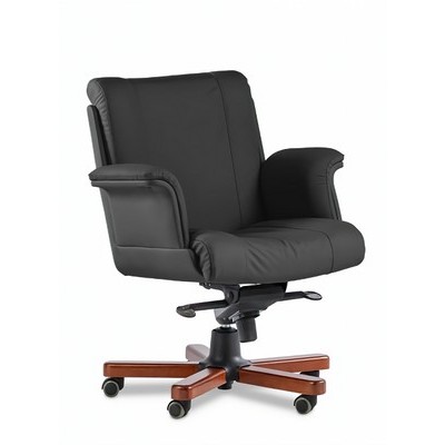 Master Lux B (Черная кожа/темный орех) Кресло руководителя