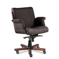 Master Lux B (Коричневая кожа/темный орех) Кресло руководителя