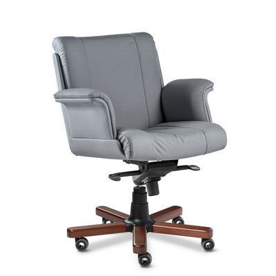 Master Lux B (Серая кожа/темный орех) Кресло руководителя