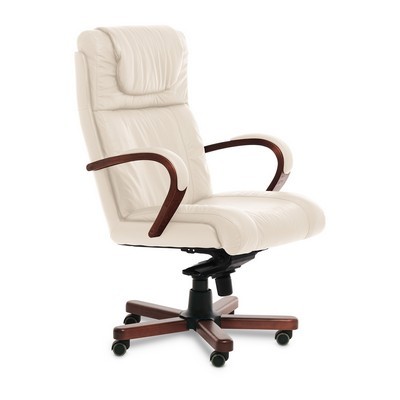 Master A (Бежевая кожа/темный орех) Кресло руководителя