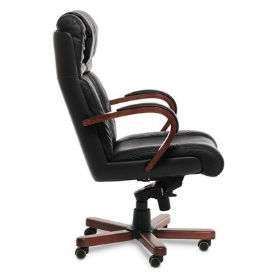 Master A (Черная кожа/темный орех) Кресло руководителя