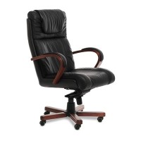 Master A (Черная кожа/темный орех) Кресло руководителя