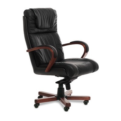 Master A (Черная кожа/темный орех) Кресло руководителя