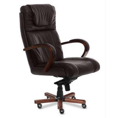 Master A (Коричневая кожа/темный орех) Кресло руководителя