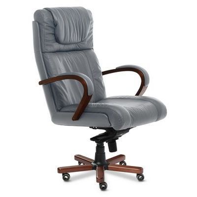 Master A (Серая кожа/темный орех) Кресло руководителя