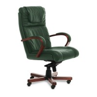 Master A (Зеленая кожа/темный орех) Кресло руководителя