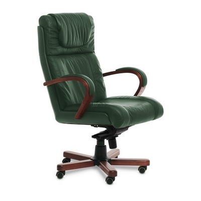 Master A (Зеленая кожа/темный орех) Кресло руководителя