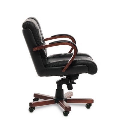 Master B (Черная кожа/темный орех) Кресло руководителя
