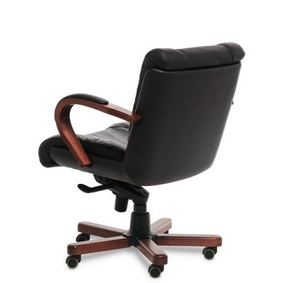 Master B (Черная кожа/темный орех) Кресло руководителя
