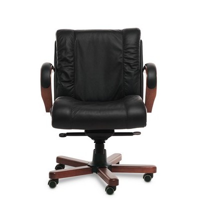Master B (Черная кожа/темный орех) Кресло руководителя