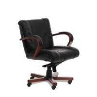 Master B (Черная кожа/темный орех) Кресло руководителя