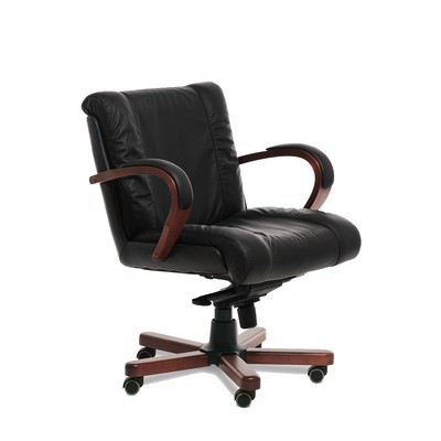 Master B (Черная кожа/темный орех) Кресло руководителя
