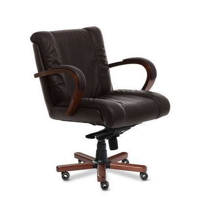 Master B (Коричневая кожа/темный орех) Кресло руководителя