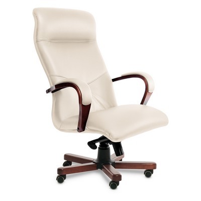 Mercury A (Бежевая кожа/темный орех) Кресло руководителя