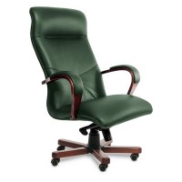 Mercury A (Зеленая кожа/темный орех) Кресло руководителя
