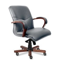 Mercury B (Серая кожа/темный орех) Кресло руководителя