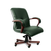 Mercury B (Зеленая кожа/темный орех) Кресло руководителя