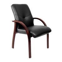 Mercury D (Черная кожа/темный орех) Конференц-кресло