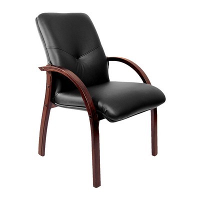 Mercury D (Черная экокожа/темный орех) Конференц-кресло