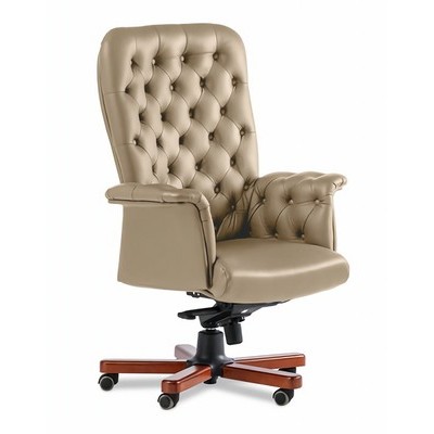 Messina A (Бежевая кожа/темный орех) Кресло руководителя