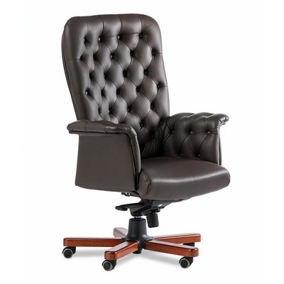 Messina A (Коричневая кожа/темный орех) Кресло руководителя