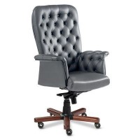 Messina A (Серая кожа/темный орех) Кресло руководителя