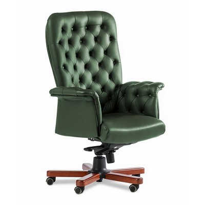 Messina A (Зеленая кожа/темный орех) Кресло руководителя
