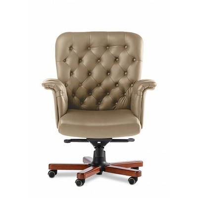 Messina B (Бежевая кожа/темный орех) Кресло руководителя