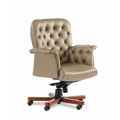 Messina B (Бежевая кожа/темный орех) Кресло руководителя