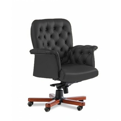 Messina B (Черная кожа/темный орех) Кресло руководителя